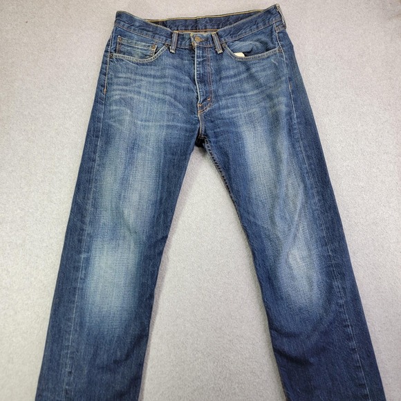 Levi's Other - Levis 505 Jeans Mens 34x32 Blue Regular Straight Medium Wash Distressed Denim